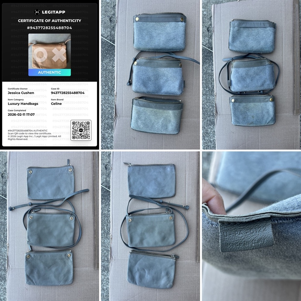 Celine Trio Gray Lambskin Leather Crossbody Bag - Picture 6 of 12